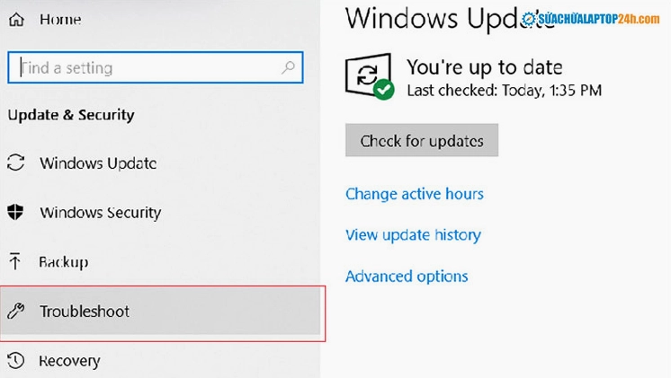 Chọn Troubleshoot để chạy công cụ sửa lỗi tự động