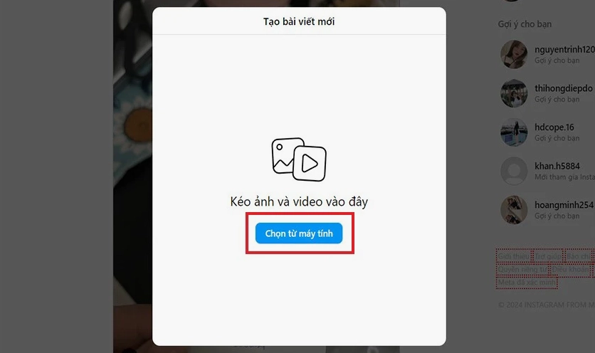 Hướng dẫn chi tiết cách nhắn tin trên Instagram bằng laptop đơn giản nhất 24 Chọn từ máy tính