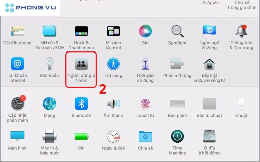 Chọn Users Groups Người dùng Nhóm