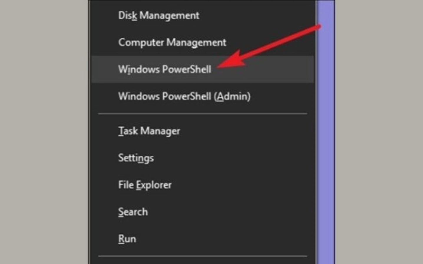 Chọn vào mục Windows PowerShell