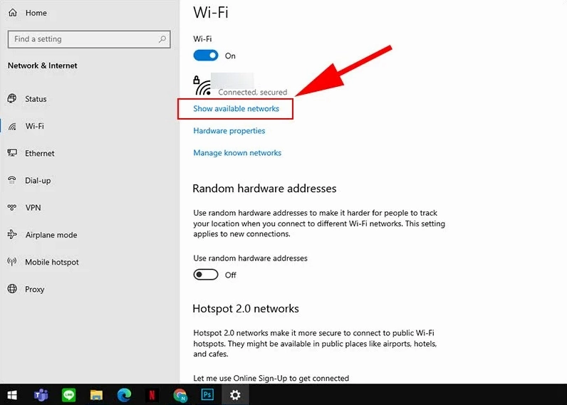 Hướng dẫn chi tiết cách quét mã qr wifi trên laptop nhanh chóng hiệu quả 5 Chọn vào Show Available Networks