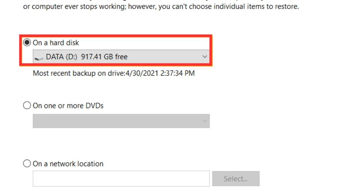 Chọn vị trí lưu trữ
