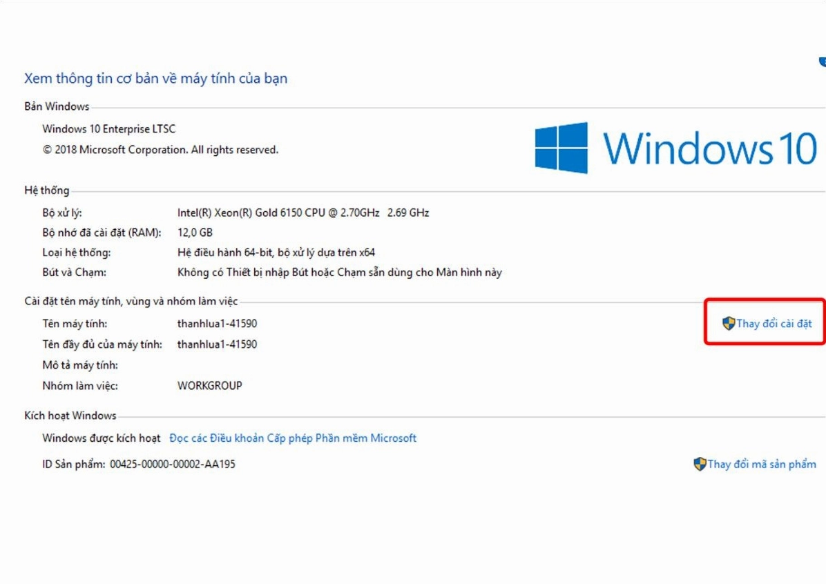 Chuyển sang tab Computer Name và nhấp vào nút Change