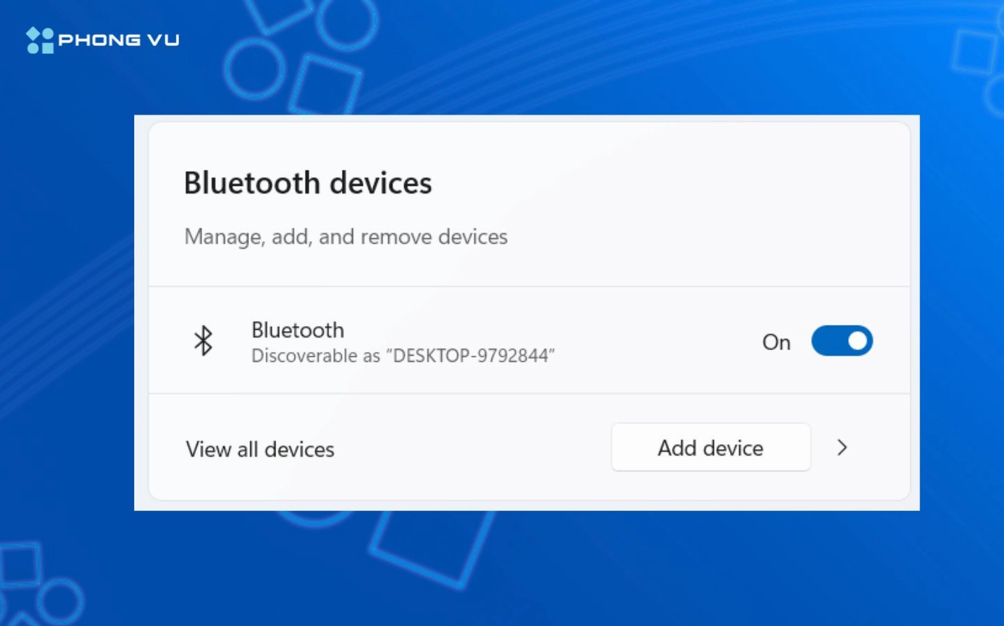 Chuyển trạng thái Bluetooth sang On để kết nối với các thiết bị khác trên máy tính