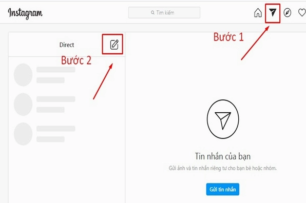 Hướng dẫn chi tiết cách nhắn tin trên Instagram bằng laptop đơn giản nhất 7 Click chọn biểu tượng nhắn tin trên instagram