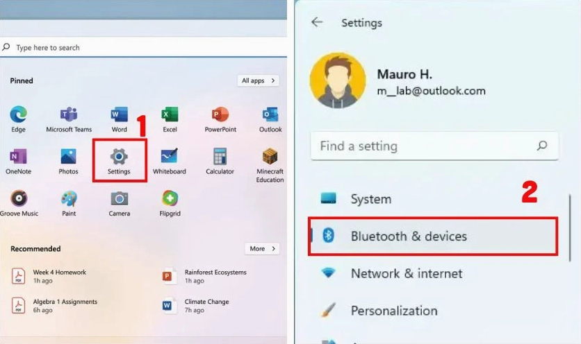 Hướng dẫn chi tiết cách kết nối bluetooth laptop với loa nhanh chóng và hiệu quả 29 Click chọn Settings rồi chọn tiếp Bluetooth & Devices