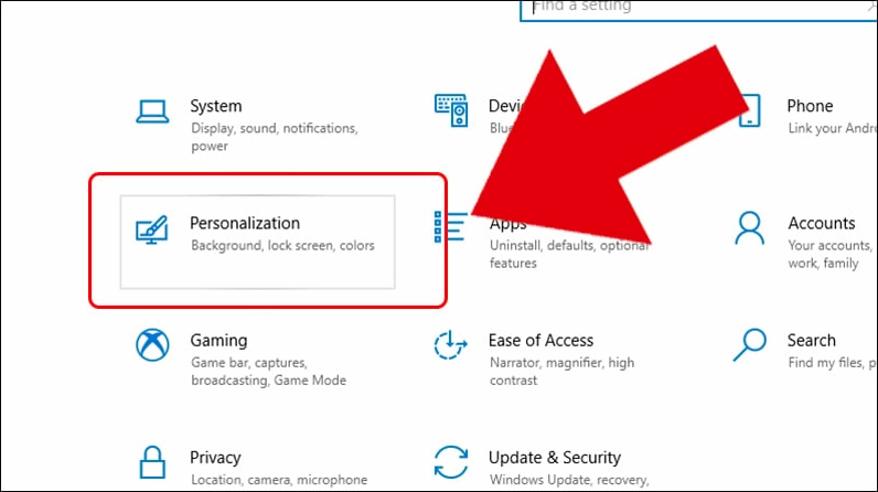 Click chuột phải vào khoảng trống trên màn hình Desktop và chọn Personalization để mở cài đặt