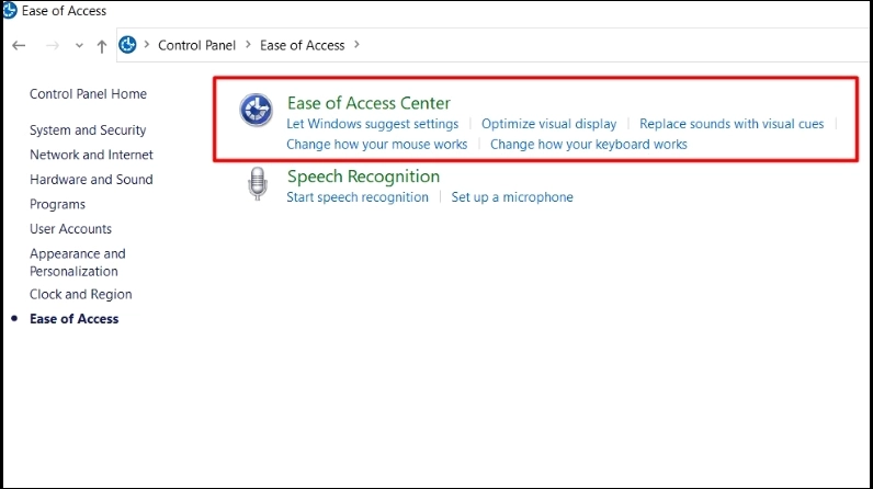 Hướng dẫn chi tiết cách bật bàn phím ảo trên laptop cực đơn giản 24 Click vào Ease of Access Center