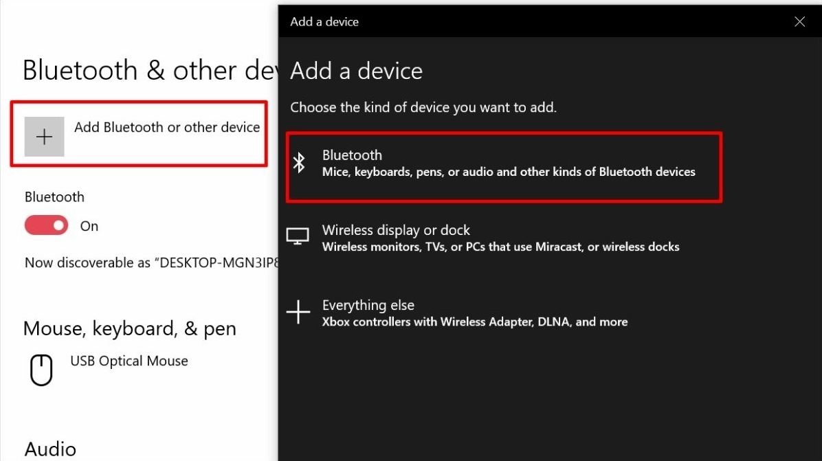 Hướng dẫn cách đồng bộ iPhone với laptop nhanh chóng đơn giản 12 Click vào tùy chọn thêm thiết bị Bluetooth mới trên giao diện cài đặt máy tính