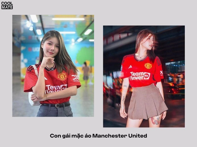 Cô gái mặc áo MU ngầu với phong cách thời trang hiện đại