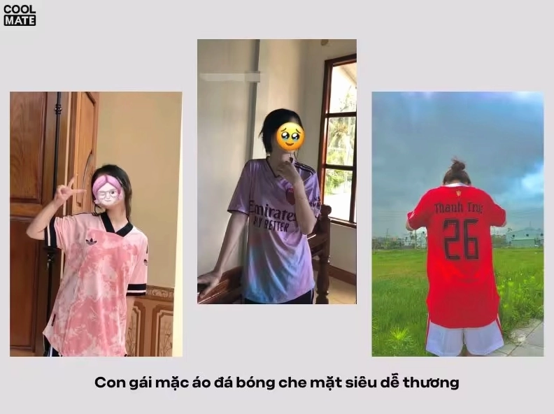 Cô gái tạo dáng che mặt với áo Manchester United đầy nghệ thuật