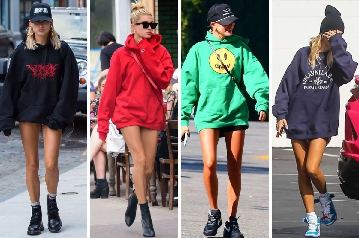 Cô nàng diện áo hoodie theo phong cách giấu quần