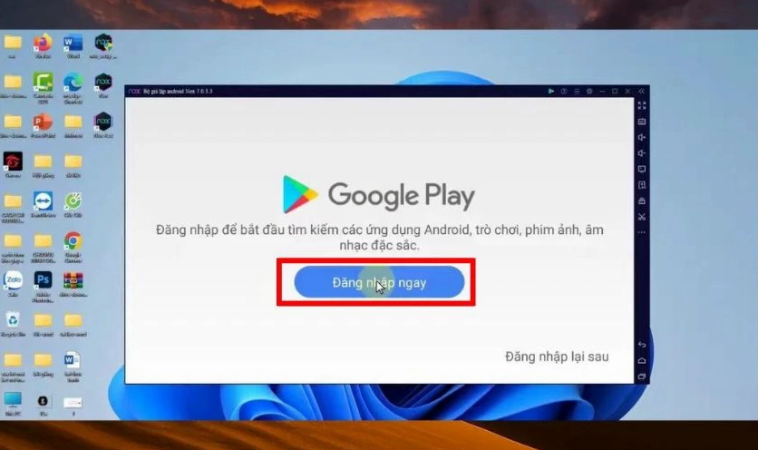 Cửa hàng ứng dụng Google Play Store mở trên trình giả lập Android