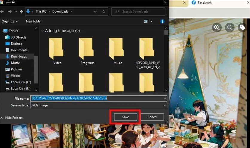 Cửa sổ xác nhận lưu ảnh từ công cụ bên thứ ba