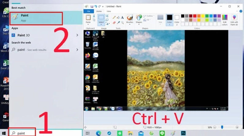 Dán hình ảnh vừa chụp vào ứng dụng Paint trên máy tính Dell
