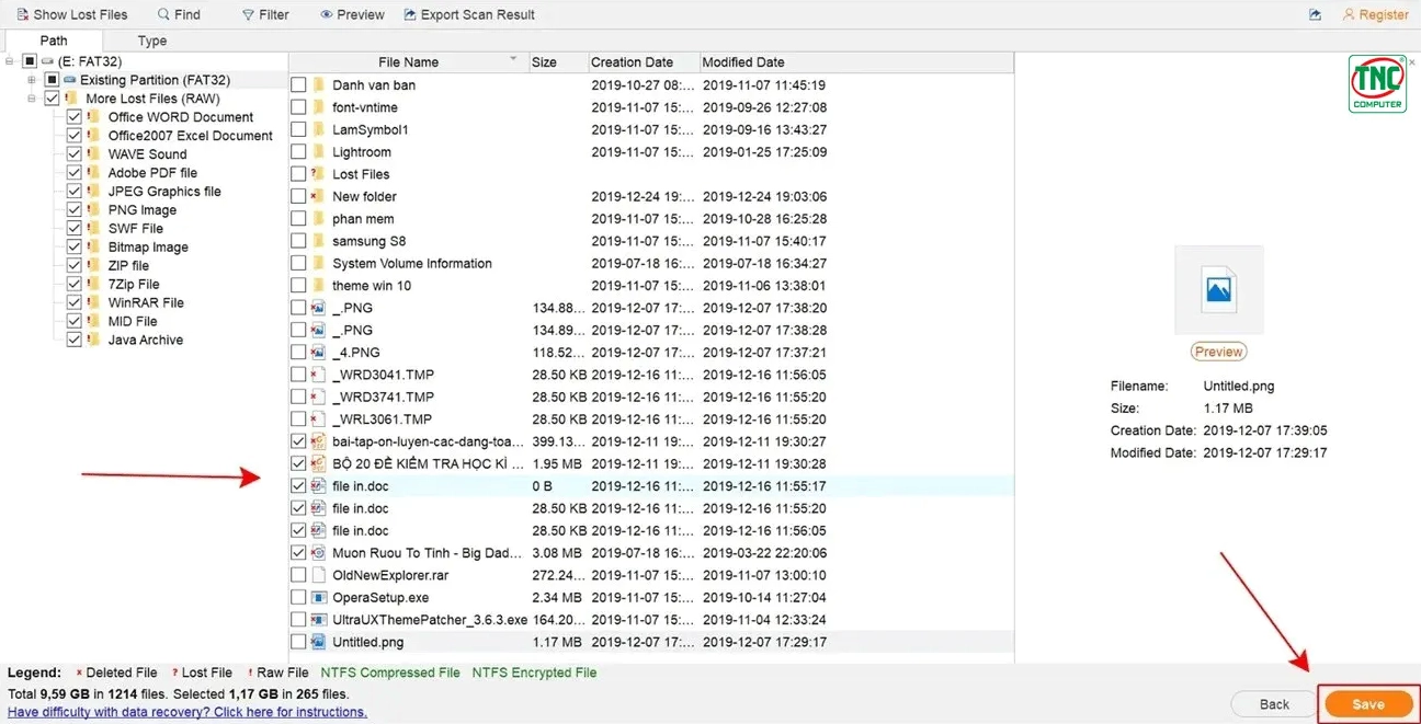 Đánh dấu tick chọn các file cần thiết và nhấn nút Save để lưu lại