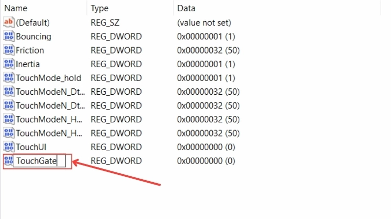 Đặt tên cho tệp vừa tạo là TouchGate