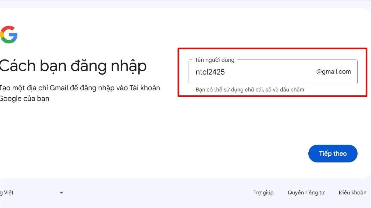 Hướng dẫn chi tiết cách tạo gmail trên laptop nhanh chóng và đơn giản nhất năm 2026 12 Đây sẽ là địa chỉ email của bạn