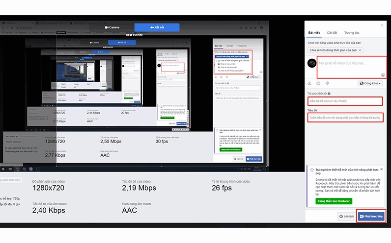 Điền một số thông tin để người xem biết bạn đang stream gì