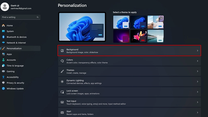 Hướng dẫn chi tiết cách cài màn hình laptop sắc nét và khắc phục lỗi ảnh mờ 12 Đổi hình nền máy tính trong Settings