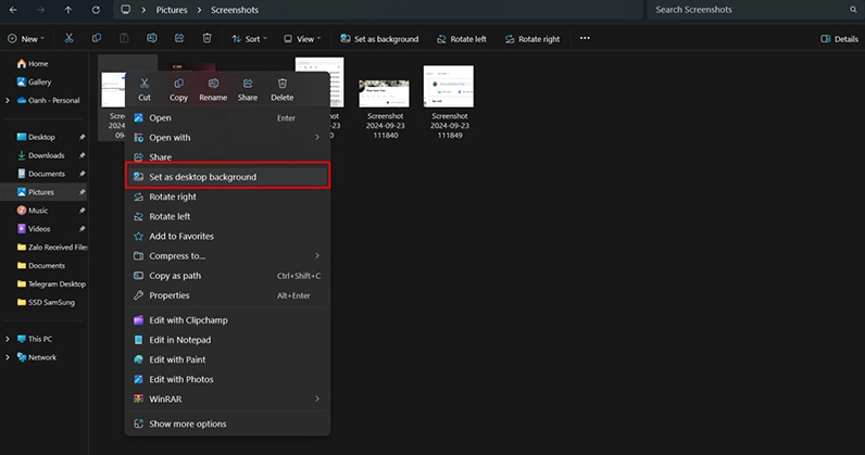 Hướng dẫn chi tiết cách cài màn hình laptop sắc nét và khắc phục lỗi ảnh mờ 4 Đổi hình nền trực tiếp bằng ảnh tải về