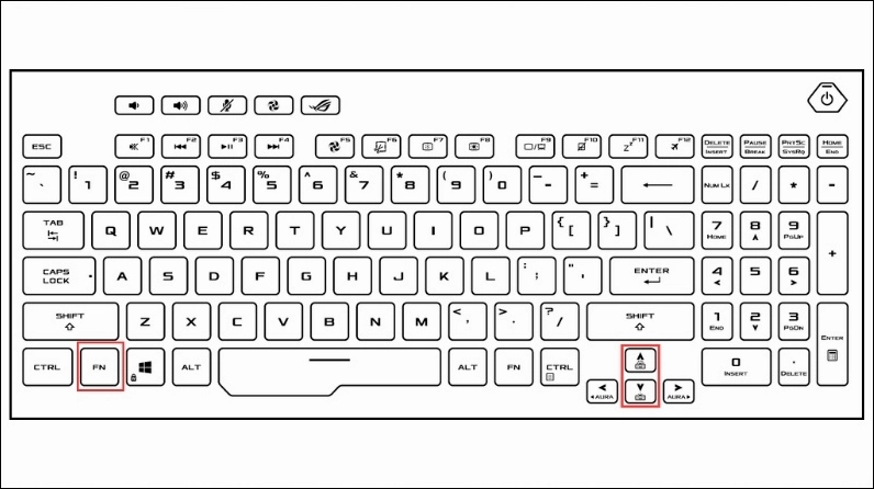 Hướng dẫn chi tiết cách bật đèn bàn phím laptop Asus nhanh chóng và đơn giản 6 Fn + điều hướng lên và Fn + điều hướng xuống