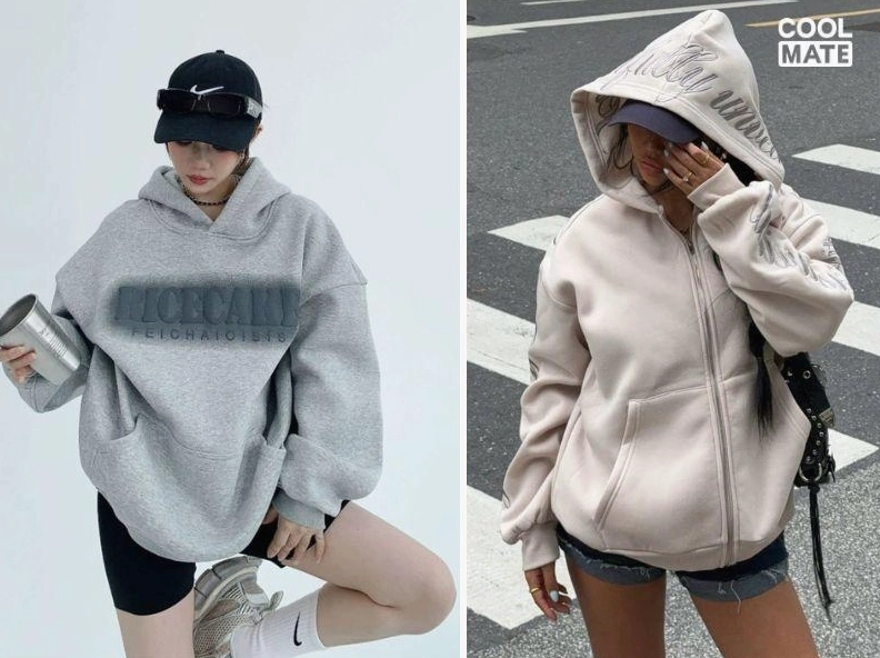 Gái kute mặc áo hoodie form rộng toát lên vẻ cá tính và cuốn hút