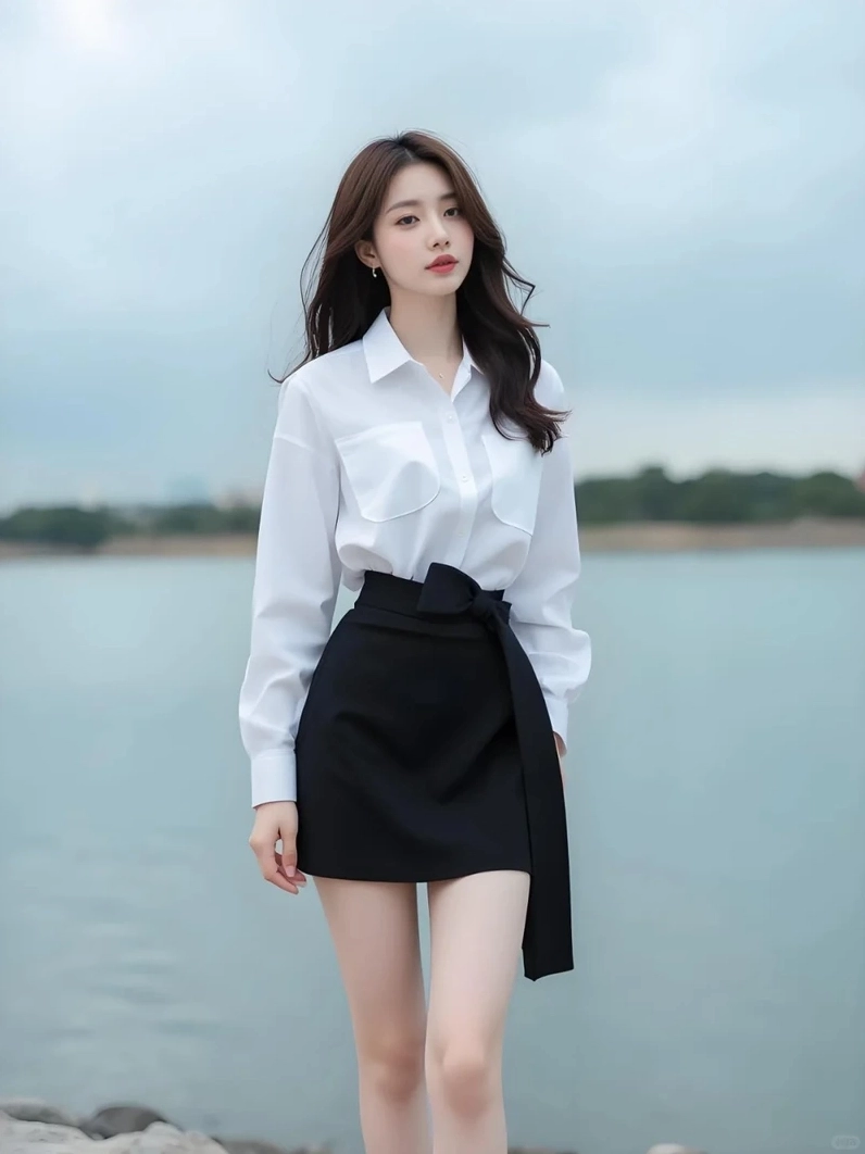 Gái mặc sơ mi trắng gu thời trang thời thượng và nổi bật
