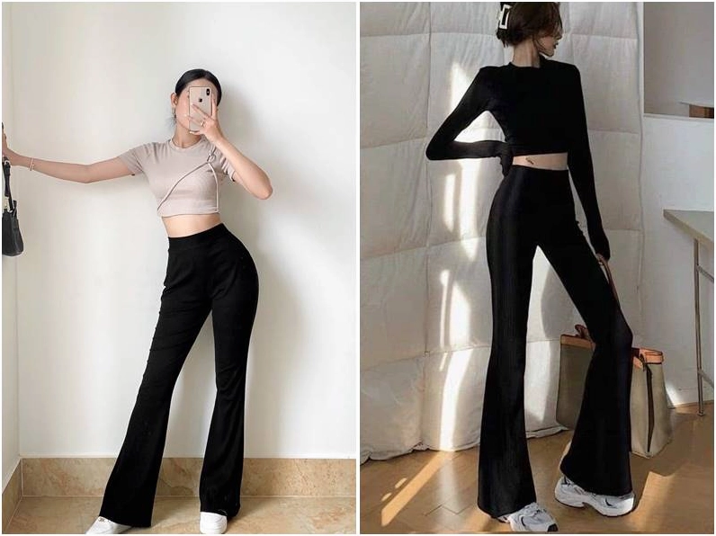 Bộ sưu tập hình ảnh gái xinh mặc áo croptop ngắn siêu quyến rũ 5 Gái xinh khoe dáng chuẩn mực trong trang phục áo croptop và quần ống loe