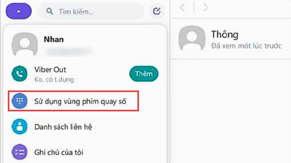 Giao diện bàn phím bấm số quay số điện thoại ảo trên phần mềm Viber máy tính