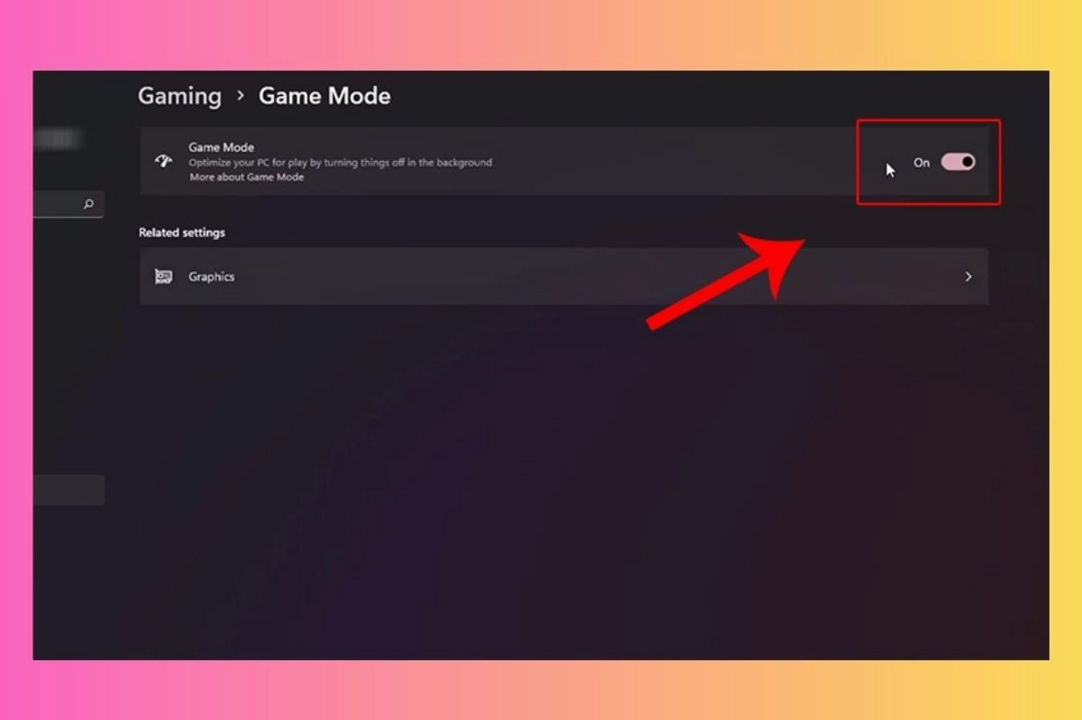 Giao diện bật tính năng Game Mode trên Windows