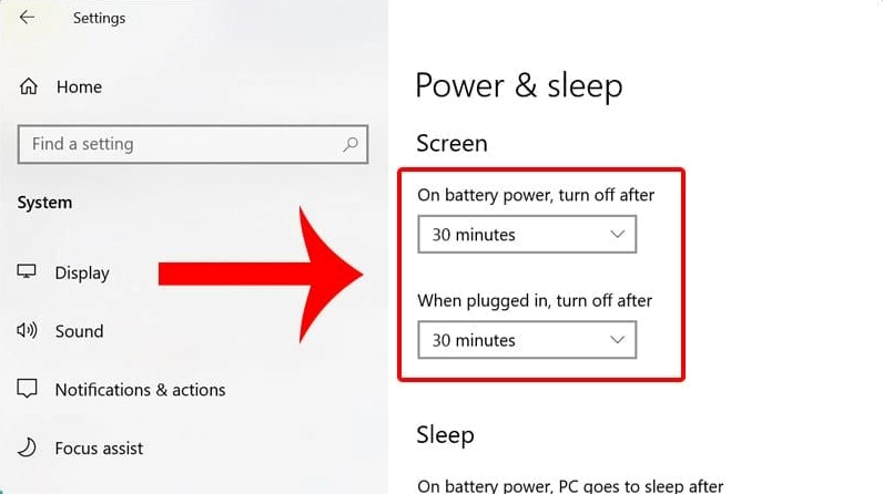 Hướng dẫn chi tiết cách cài đặt thời gian tắt màn hình laptop hiệu quả trên Windows 2 Giao diện cài đặt thời gian tắt màn hình máy tính qua Settings trên Windows