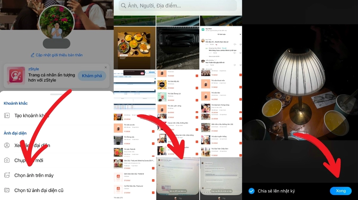 Giao diện cập nhật ảnh đại diện avatar cho tài khoản Zalo
