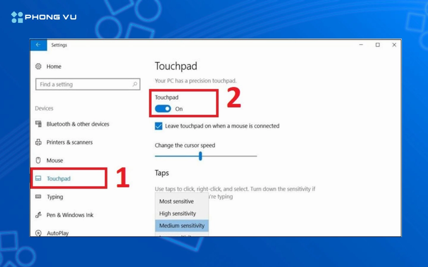Giao diện cho phép người dùng bật tắt nhanh chức năng điều hướng bằng tay