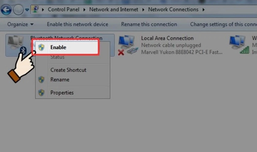 Giao diện chọn Enable để bật bluetooth trên máy tính