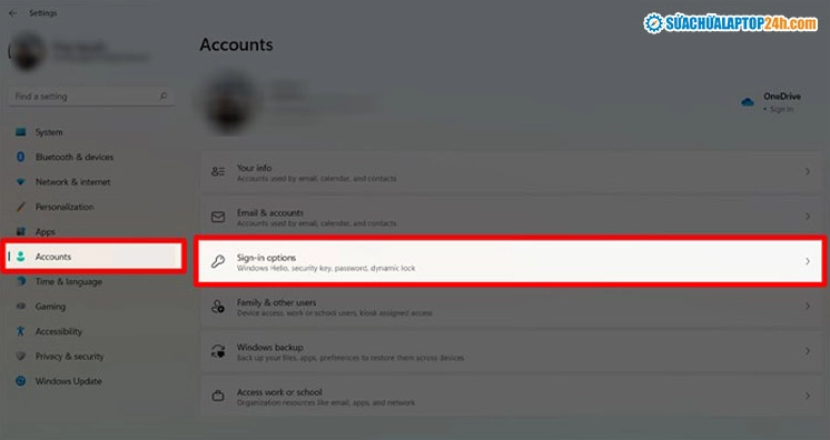 Hướng dẫn chi tiết cách cài mật khẩu cho laptop trên hệ điều hành Windows và Mac 4 Giao diện chọn Sign-in Options trên Windows