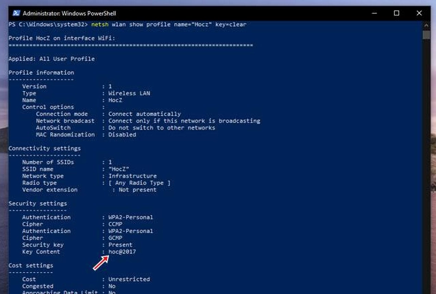 Giao diện cửa sổ dòng lệnh khi sử dụng Windows PowerShell