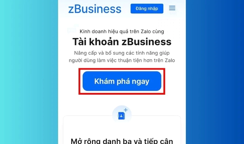 Giao diện đăng ký gói Zalo Business Pro ngay trên điện thoại di động