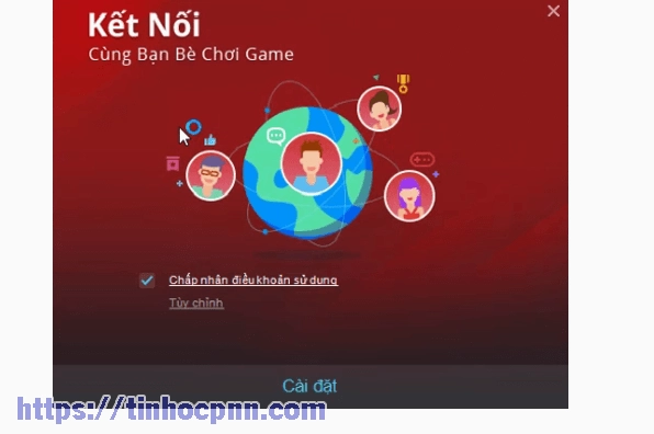 Giao diện điều khoản sử dụng và nút chấp nhận cài đặt phần mềm Garena