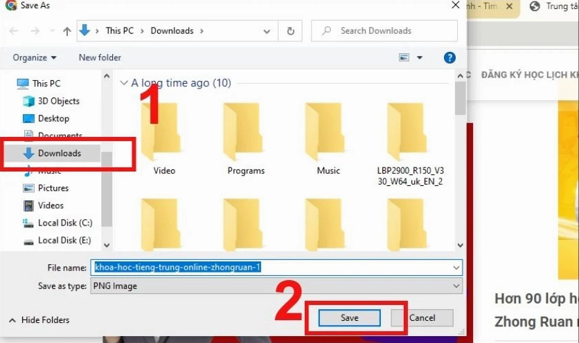 Giao diện hộp thoại chọn thư mục lưu ảnh trên máy tính