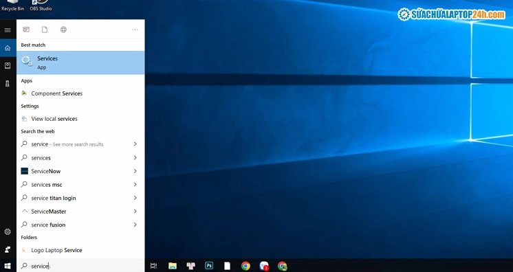 Giao diện khi mở ứng dụng Service để kiểm tra lỗi