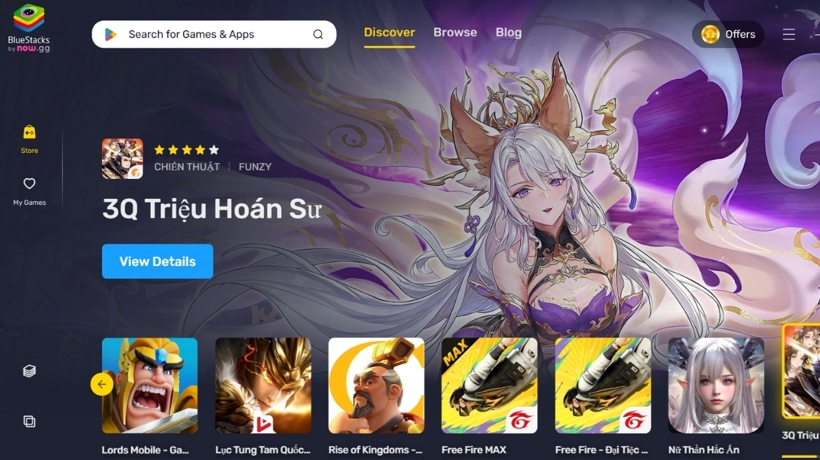 Giao diện màn hình chính của phần mềm giả lập Bluestacks