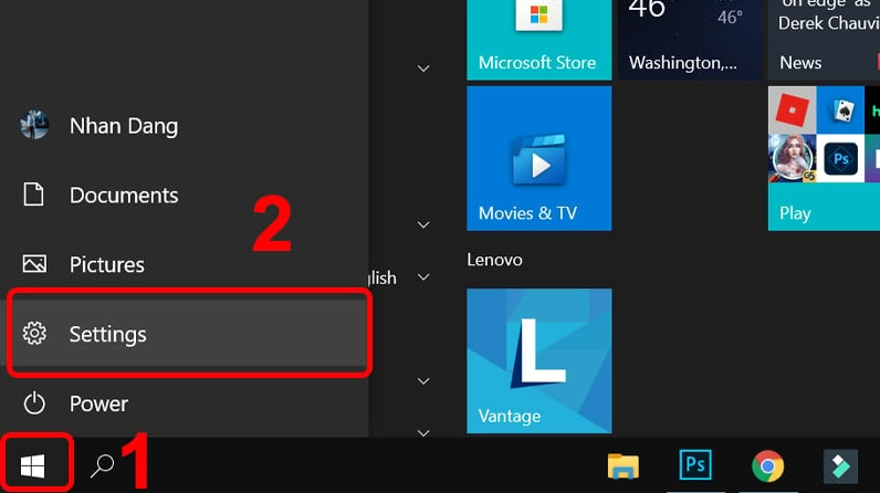 Giao diện màn hình ứng dụng Settings trên hệ điều hành Windows
