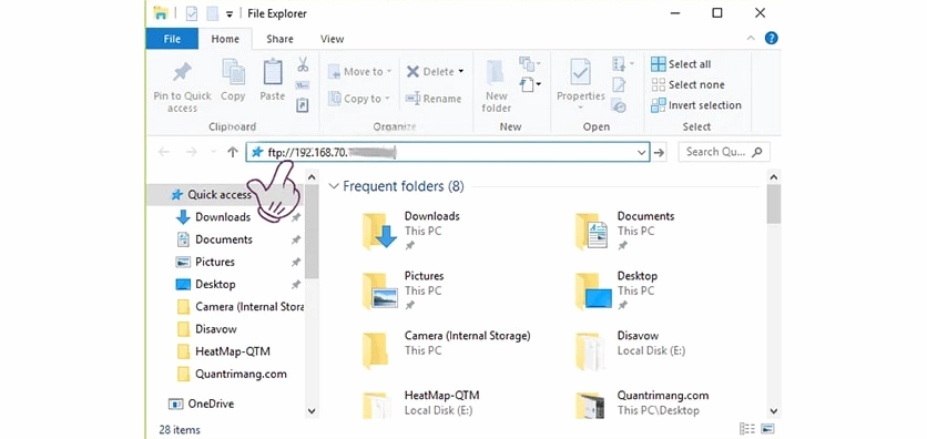 Giao diện máy tính với hướng dẫn nhấn tổ hợp phím Windows cộng E