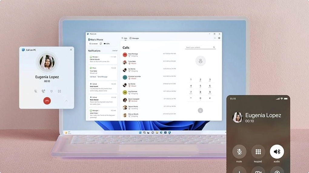 Giao diện minh họa tính năng phản chiếu màn hình của ứng dụng Link to Windows