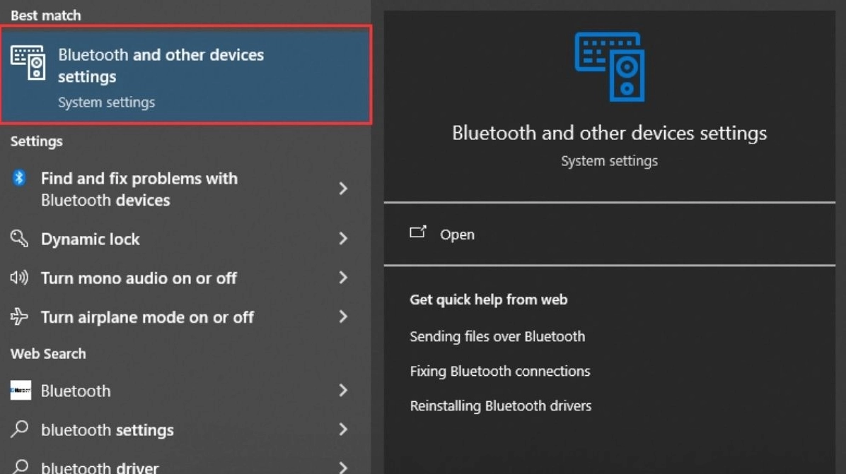 Giao diện mục cài đặt mạng không dây tầm ngắn trên hệ điều hành Windows