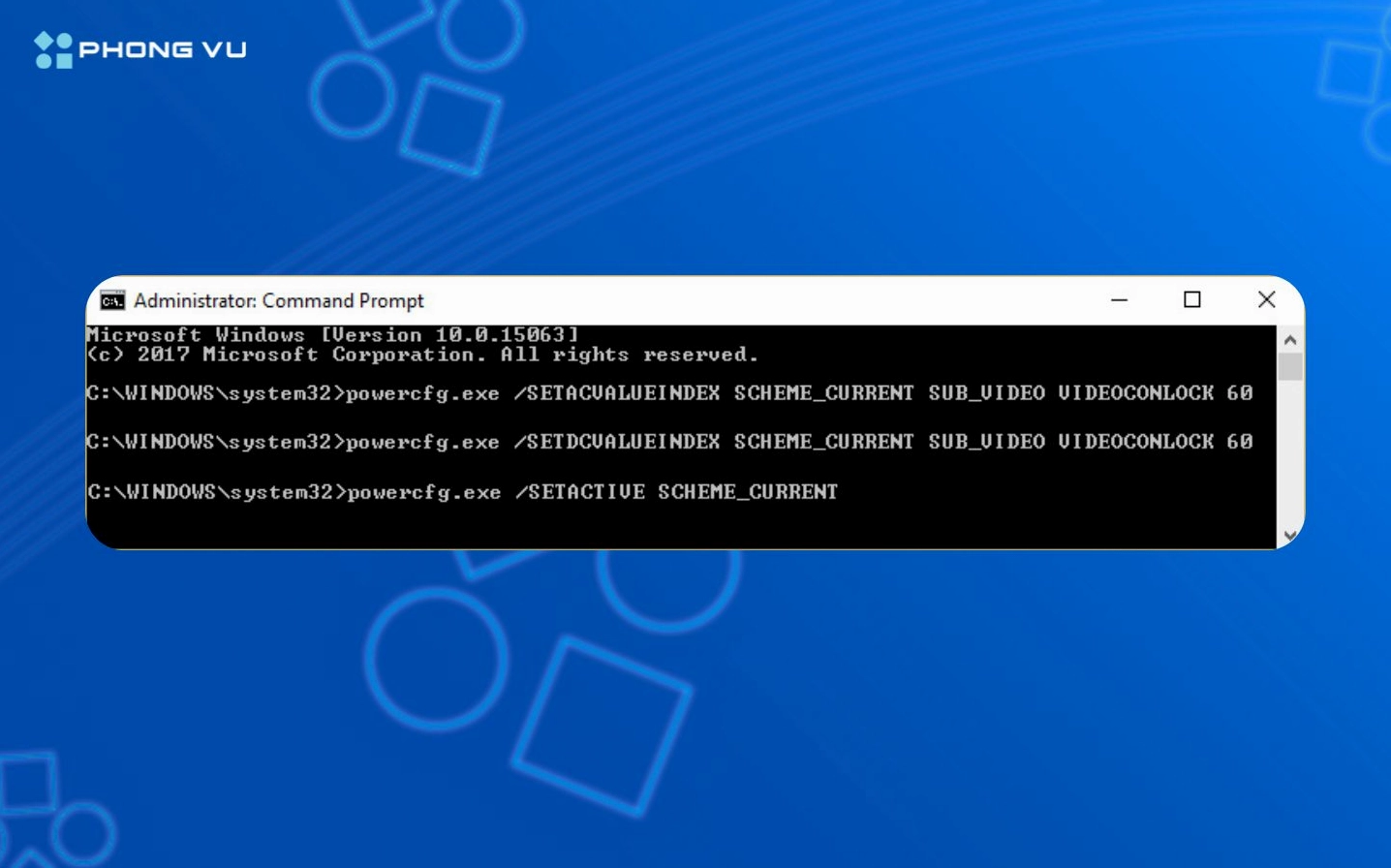 Hướng dẫn chi tiết cách cài đặt thời gian tắt màn hình laptop hiệu quả trên Windows 4 Giao diện nhập lệnh để thay đổi thời gian tắt màn hình trên Command Prompt