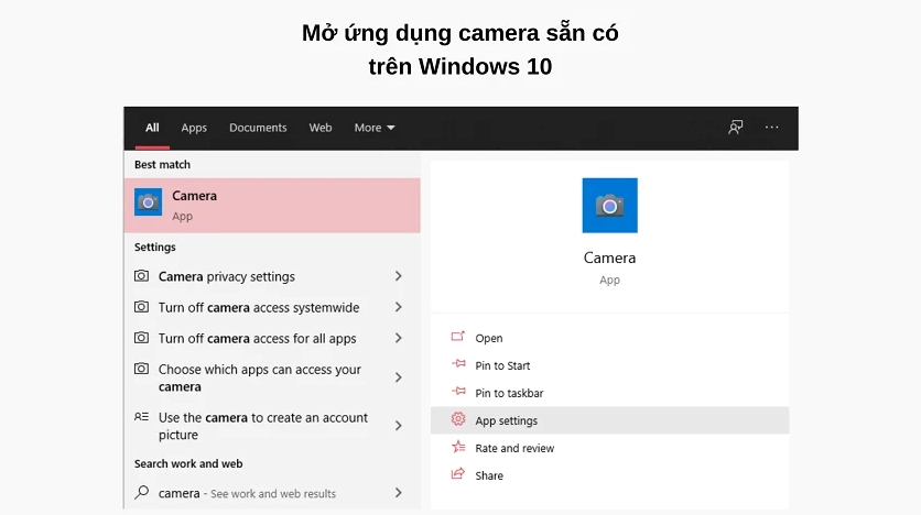 Hướng dẫn chi tiết cách kiểm tra camera của laptop đơn giản và chuẩn xác nhất 1 Giao diện phần mềm kiểm tra máy ảnh trên hệ điều hành Windows 10