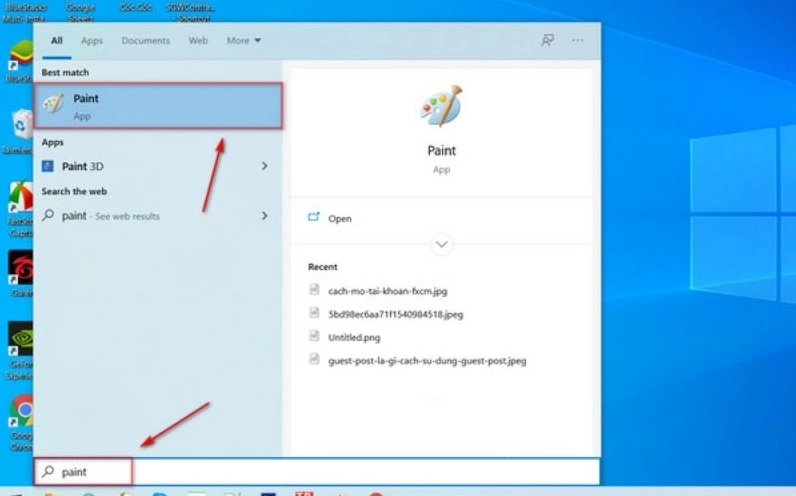 Giao diện phần mềm Paint khi thực hiện cách chụp màn hình máy tính win 7