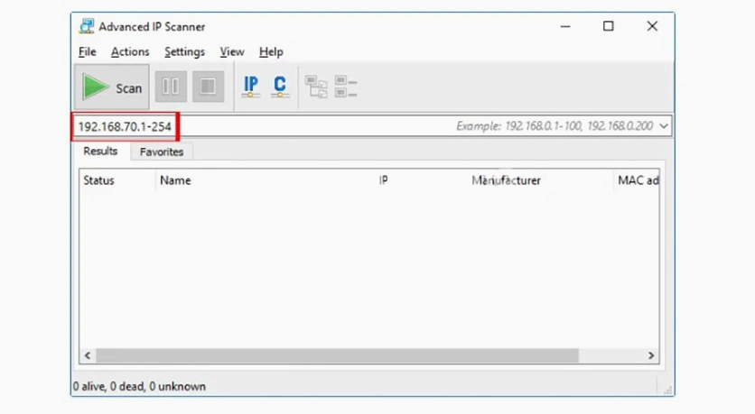 Giao diện phần mềm quét IP mạng LAN